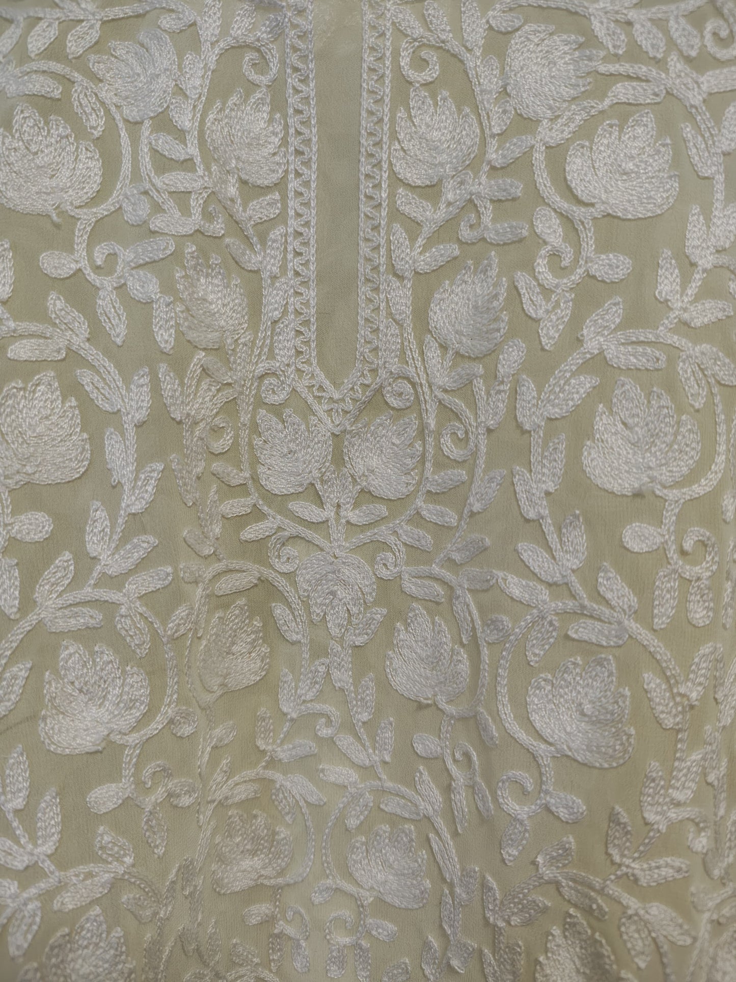 Traditional Handcrafted Georgette Short Kurti - Kashmiri Embroidered