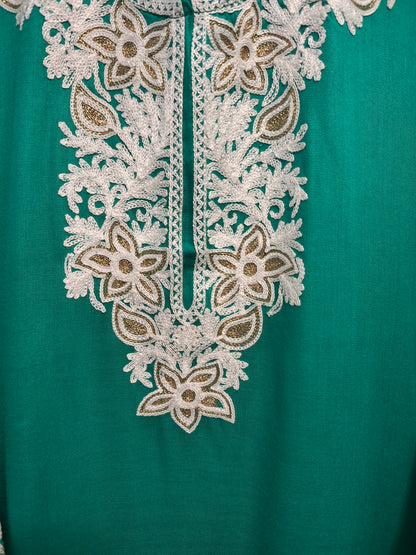Kashmiri Embroidered Rayon Silk Kurti - Multi Coloured