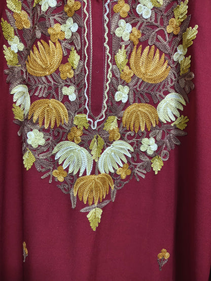 Kashmiri Embroidered Rayon Cotton Kurti - Multi Coloured