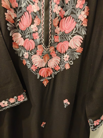 Kashmiri Embroidered Rayon Cotton Kurti - Multi Coloured