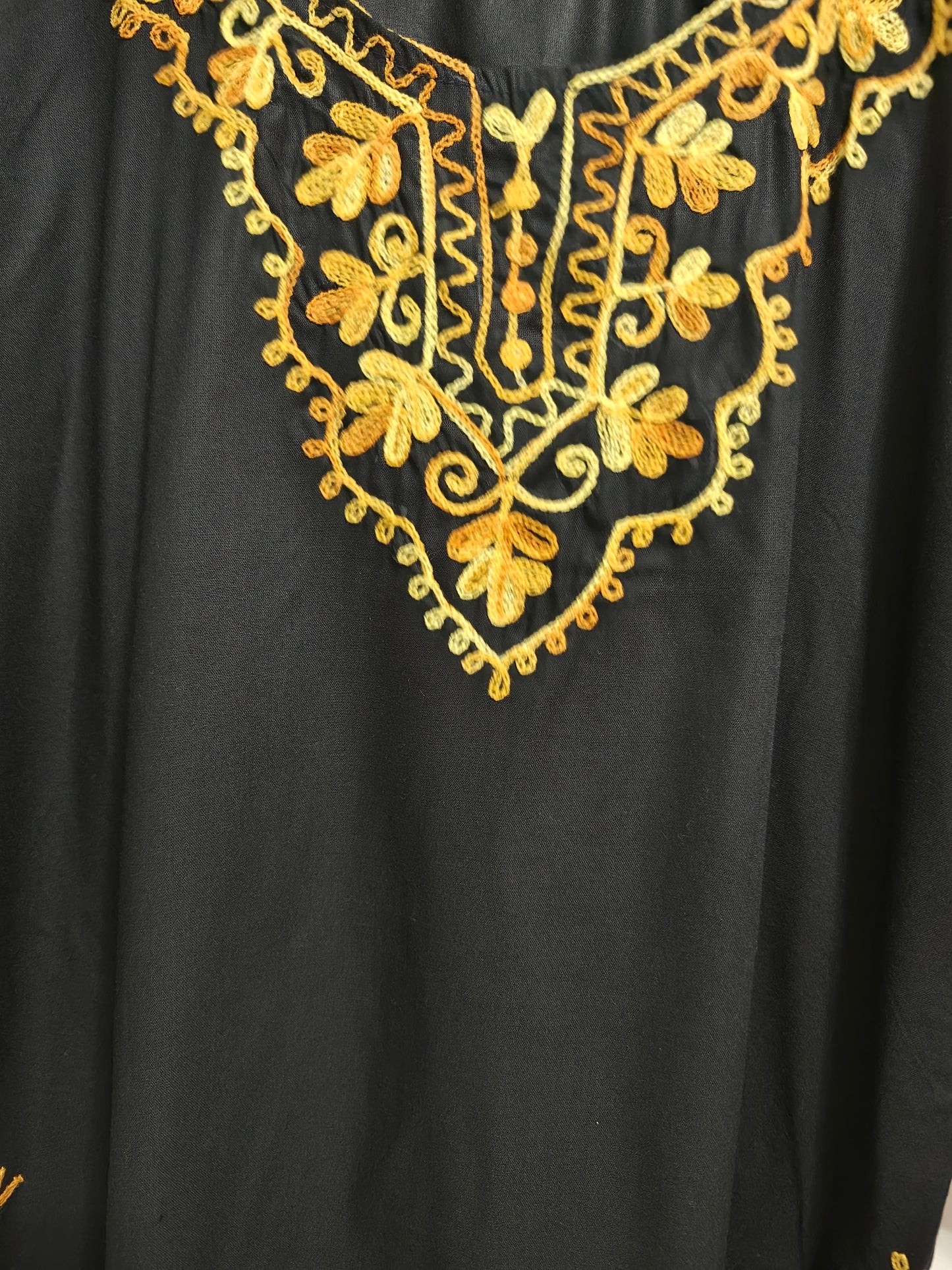 Kashmiri Embroidered Cotton Dori Kurti - Black and White