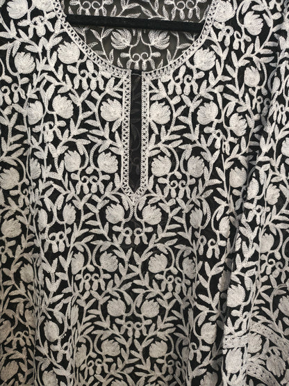 Traditional Handcrafted Georgette Long Kurti - Kashmiri Embroidered