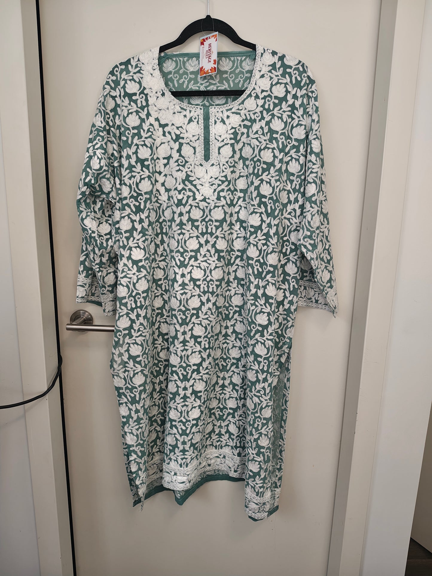 Traditional Handcrafted Georgette Long Kurti - Kashmiri Embroidered