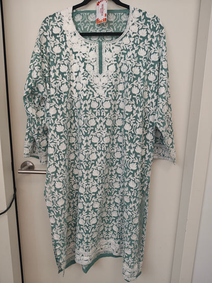 Traditional Handcrafted Georgette Long Kurti - Kashmiri Embroidered