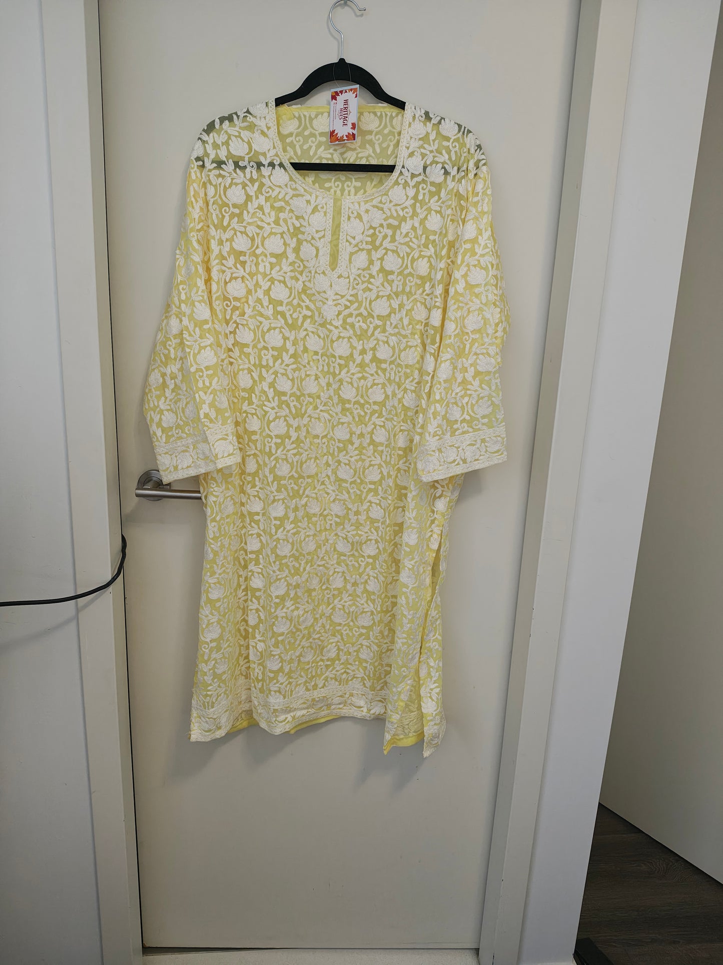 Traditional Handcrafted Georgette Long Kurti - Kashmiri Embroidered