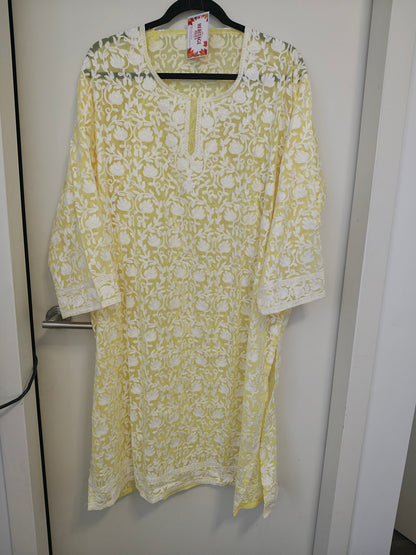 Traditional Handcrafted Georgette Long Kurti - Kashmiri Embroidered