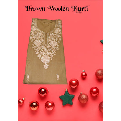 Kashmiri Embroidered Long Woolen Kurti - Multi Coloured
