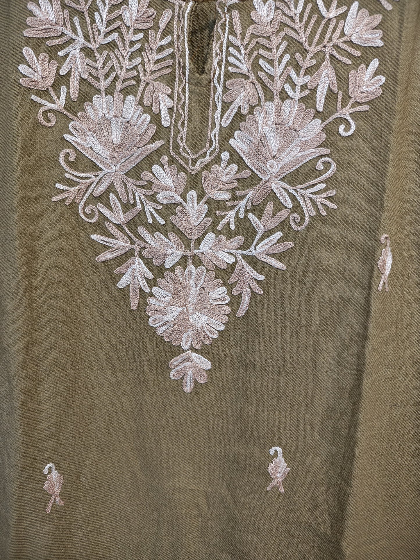 Kashmiri Embroidered Long Woolen Kurti - Multi Coloured