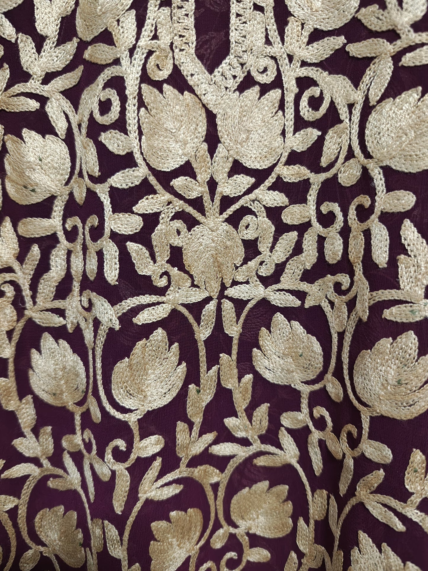 Traditional Handcrafted Georgette Long Kurti - Kashmiri Embroidered