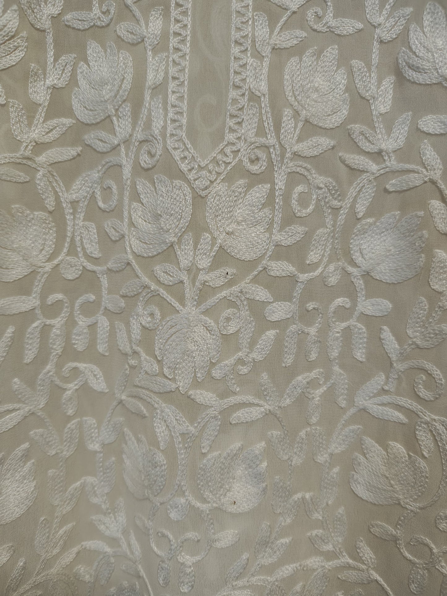 Traditional Handcrafted Georgette Short Kurti - Kashmiri Embroidered