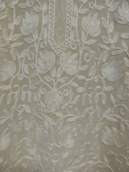 Traditional Handcrafted Georgette Short Kurti - Kashmiri Embroidered