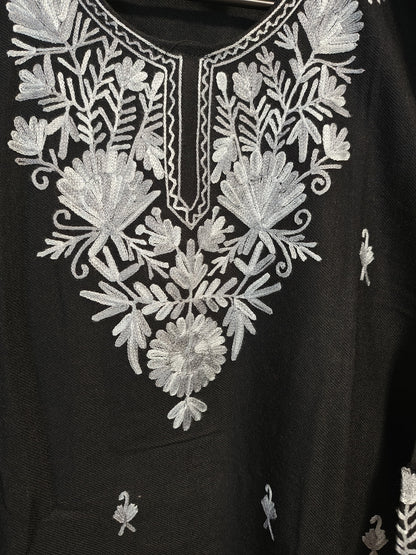 Kashmiri Embroidered Long Woolen Kurti - Multi Coloured
