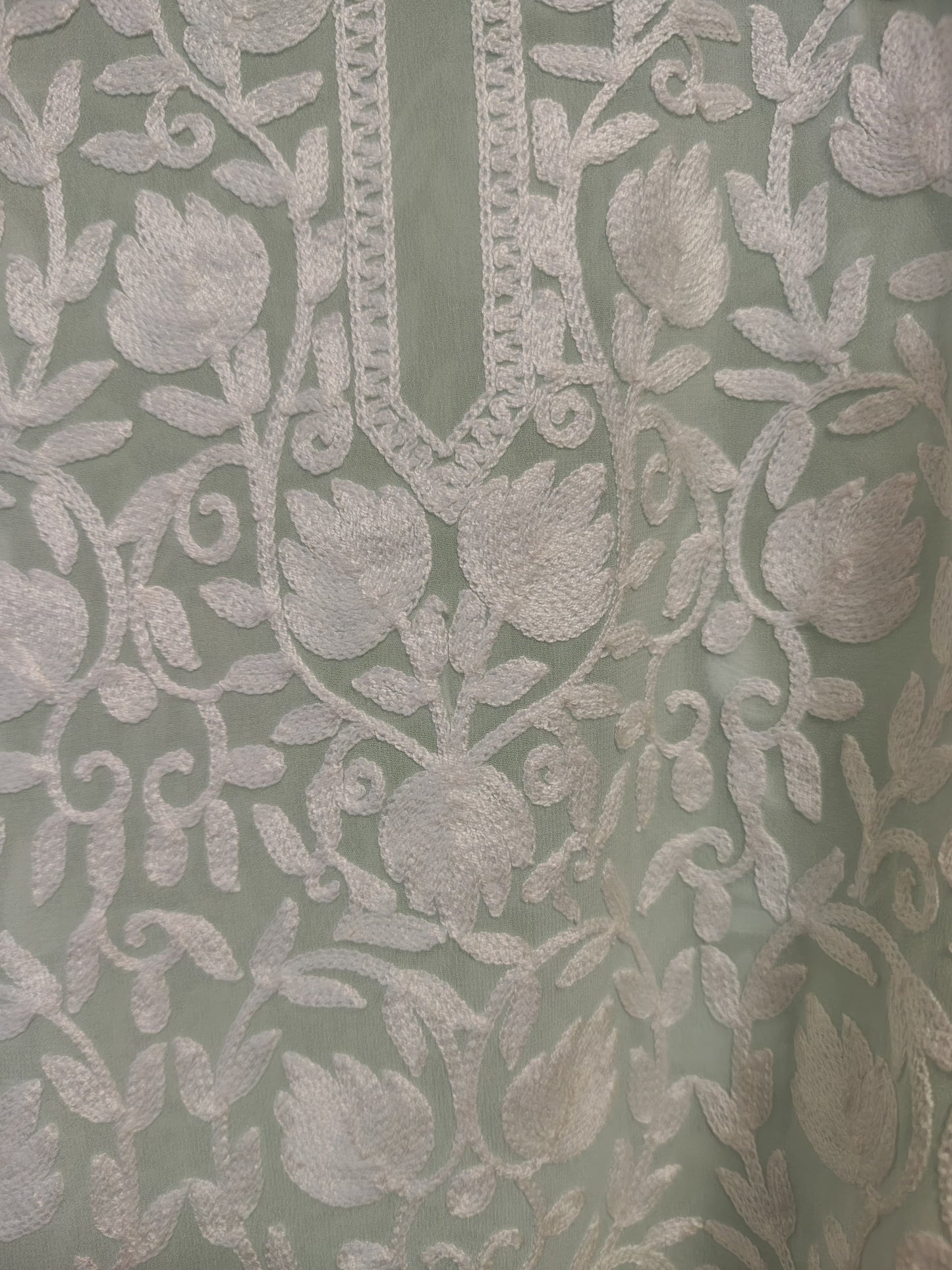 Traditional Handcrafted Georgette Short Kurti - Kashmiri Embroidered