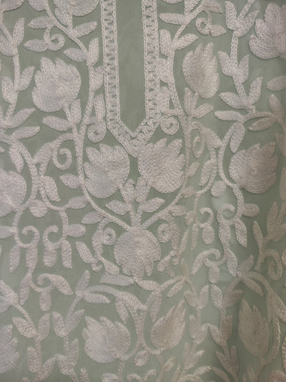 Traditional Handcrafted Georgette Short Kurti - Kashmiri Embroidered