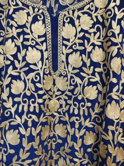 Traditional Handcrafted Georgette Short Kurti - Kashmiri Embroidered